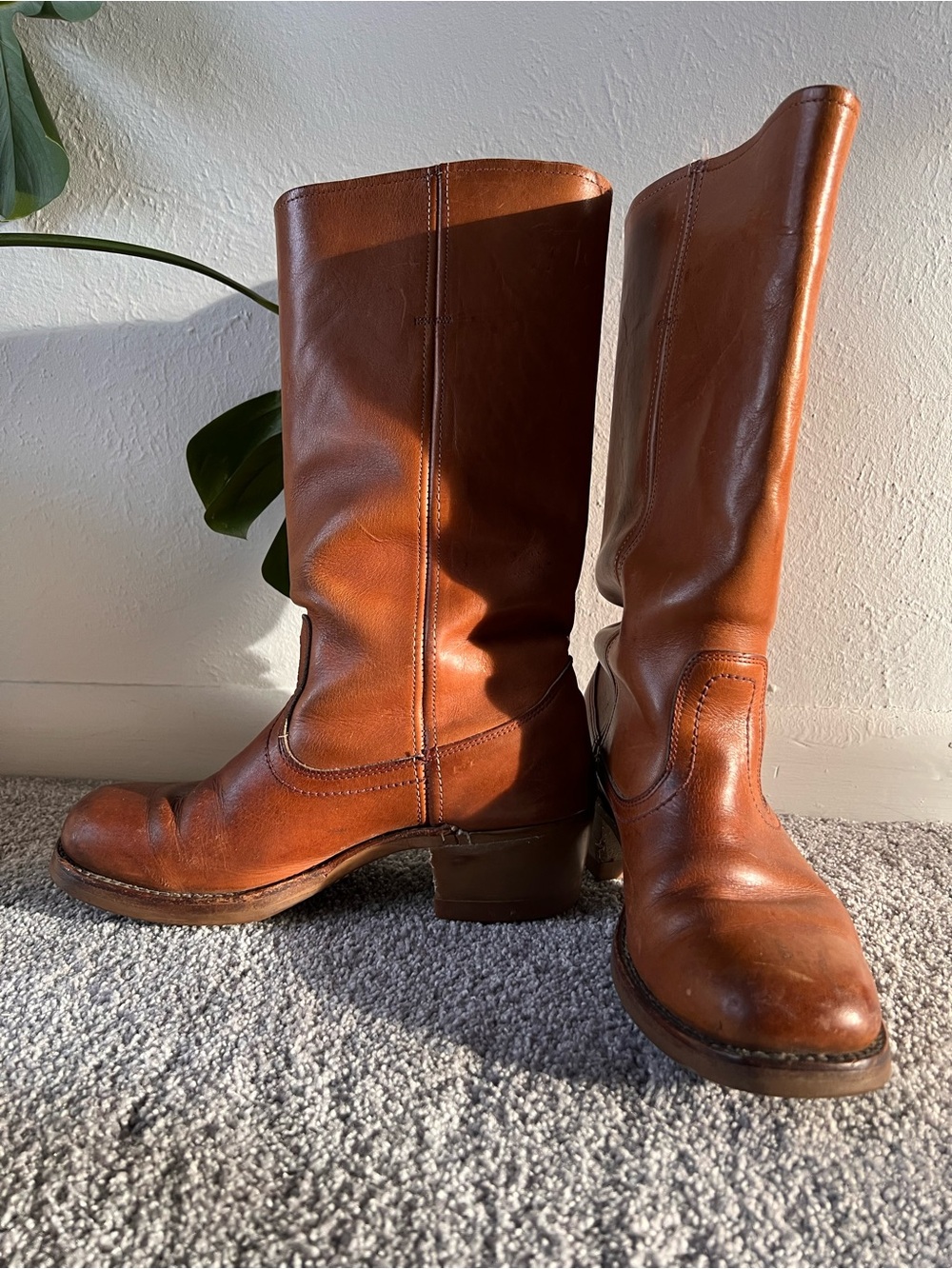 Unbranded Vintage Frye Campus Style 1970s Brown Leather Mid-Calf Boots - Picture 3 of 12
